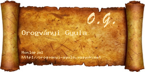 Orogványi Gyula névjegykártya
